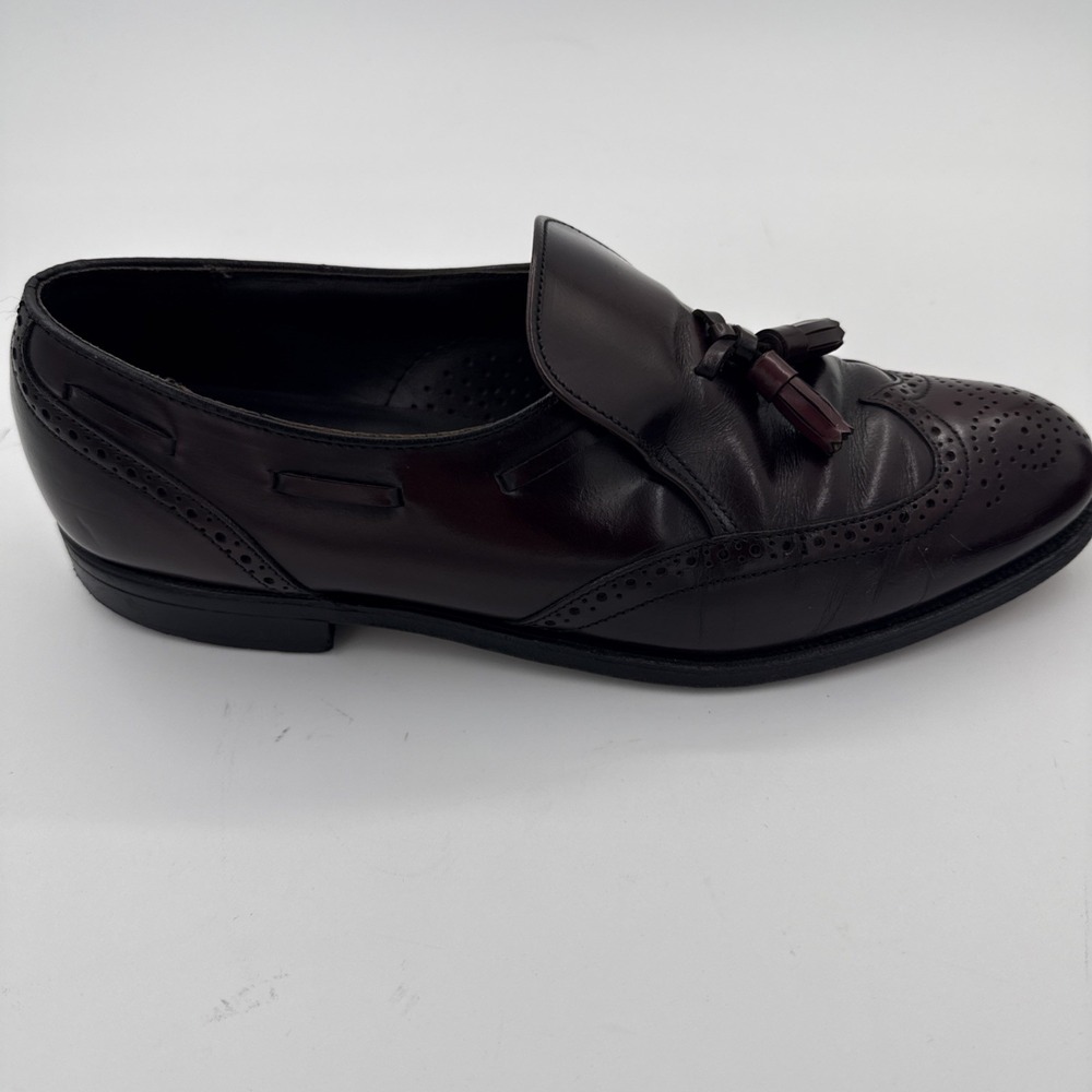 Dexter Mens 10.5 Burgundy Leather‎ Tassel Loafer Shoes Wingtip Brogue Design - Picture 4 of 13